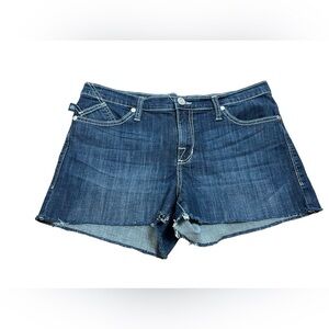 Rock & Republic Bumpershoot Distressed Dark Wash Cut Off Jean Shorts Size 14